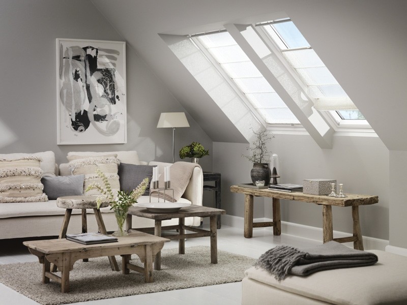 VELUX, Rollos, Raffrollo, Skandinavien, Interior, Einrichtung, Licht, Flachdach, Sonnenschutz
