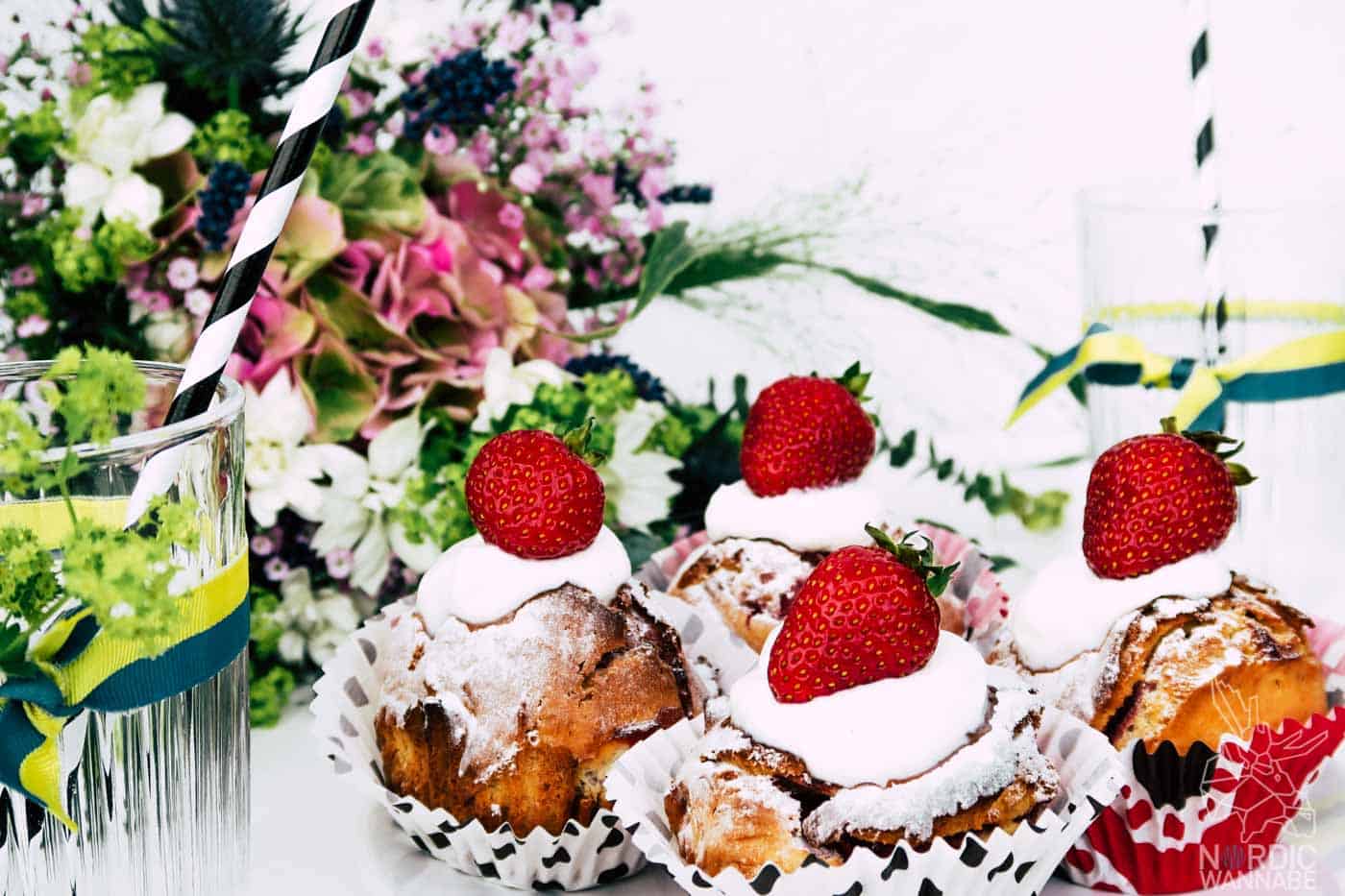 Mittsommer Rezept, Mittsommer-Rezept, Erdbeermuffins, Schweden, Skyr Muffins, Midsommar