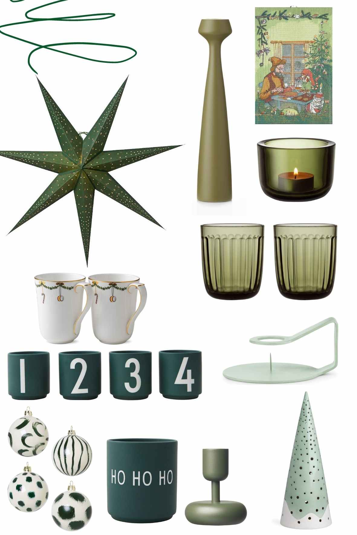 Weihnachtsdeko in Grün, Skandinavisch Wohnen